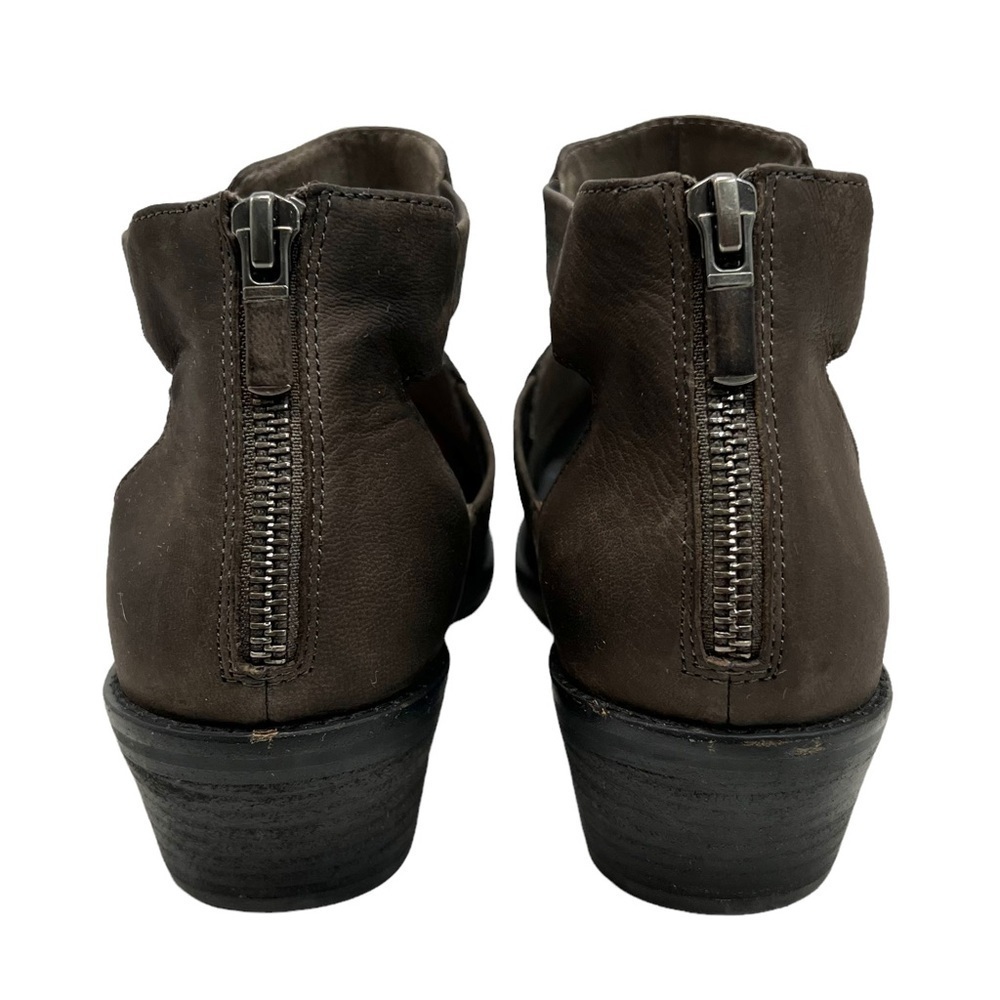 Eileen Fisher Vanda Tumbled Nubuck Leather Dark Gray Cut Out Booties - Picture 7 of 14